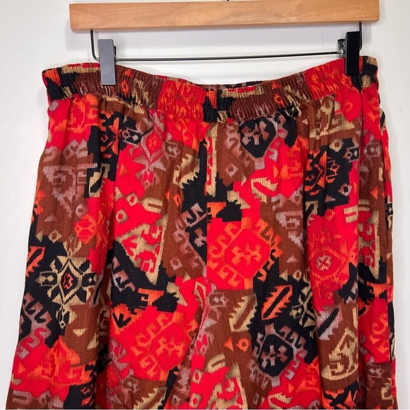 Vintage Saks Fifth Avenue Palazzo Pants Wide Leg Cropped Aztec Southwestern - Picture 6 of 10